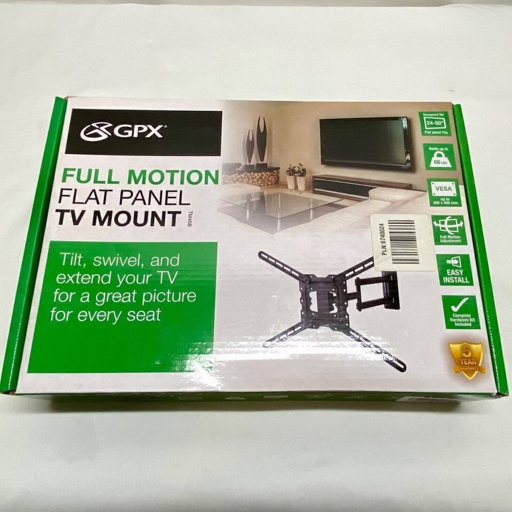 TV Wall Mount GPX Full Motion Flat Panel TV Mount Tilt, Swivel, Extend Brand New